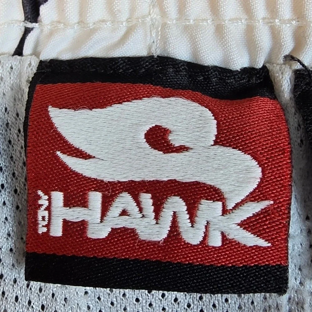 Tony Hawk Mens XL Brown White Side Stripe Cargo Board Shorts Swim Trunks Mesh